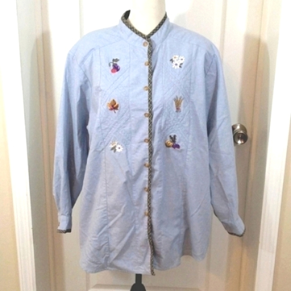 Vintage Napa Valley Blue button Front Shirt Jacket